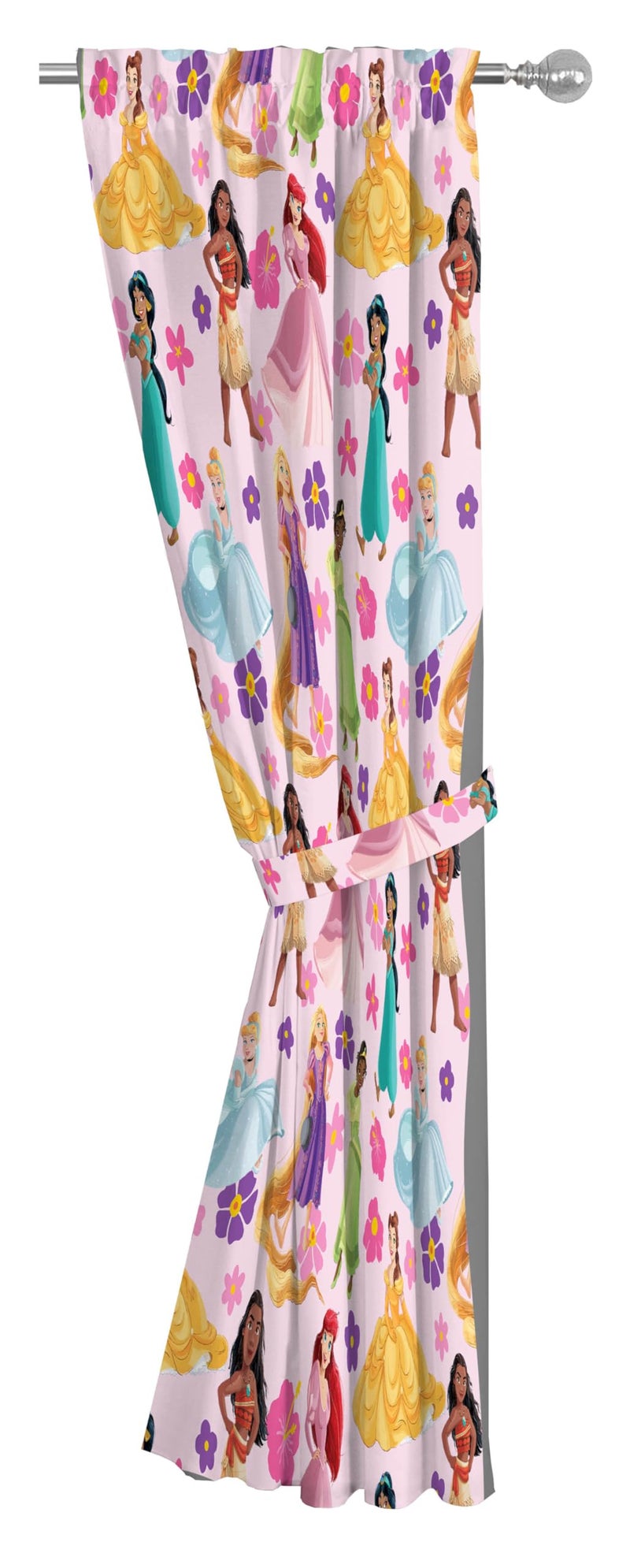 Jay Franco Window Curtains for Kids Bedroom 4-Piece Drape Set with 2 Tiebacks  Pink - Disney Princess  42"" W x 84"" L (Pack of 2) - Image 3