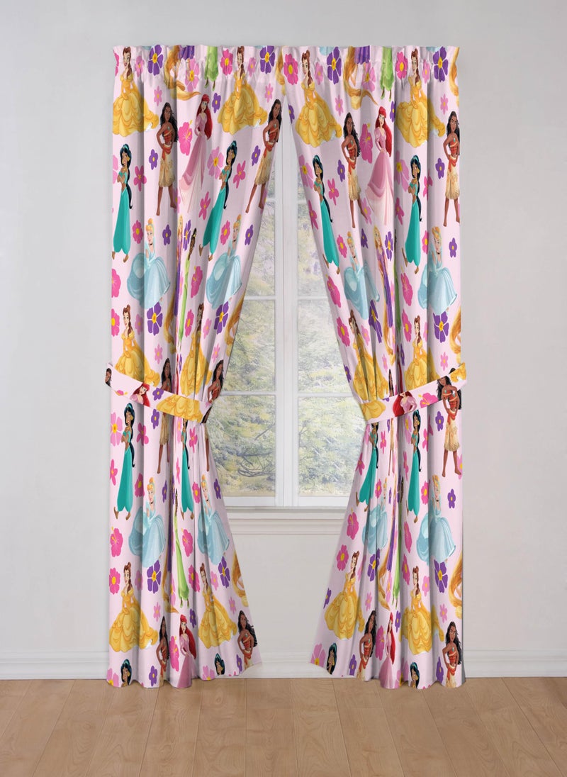Jay Franco Window Curtains for Kids Bedroom 4-Piece Drape Set with 2 Tiebacks  Pink - Disney Princess  42"" W x 84"" L (Pack of 2) - Image 5