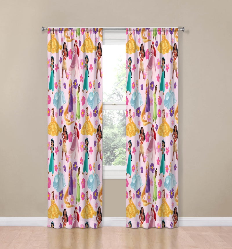Jay Franco Window Curtains for Kids Bedroom 4-Piece Drape Set with 2 Tiebacks  Pink - Disney Princess  42"" W x 84"" L (Pack of 2) - Image 2
