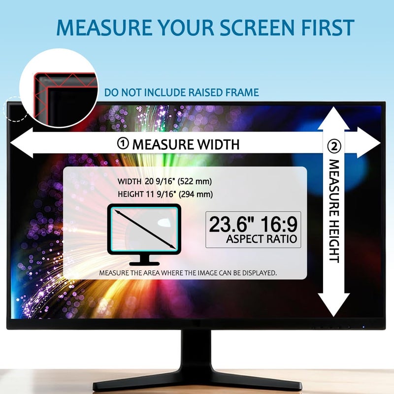 Twugs Compact design [2 Pack] 23.6 Inch Computer Privacy Screen for 16:9 Aspect Ratio Widescreen Monitor, Eye Protection Anti Glare Blue Light Filter Shield, Removable Anti-Scratch Anti Spy Protector All-round applied quality - Image 4