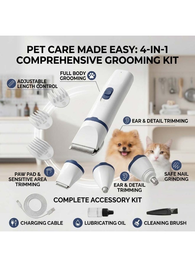 AirYoung Low Noise Cordless Clippers for Dogs and Cats – Grooming Kit with Nail Grinder, 4 in 1 Electric Trimmer for Paws, Ears, Eyes, and Face, Gray - Image 2