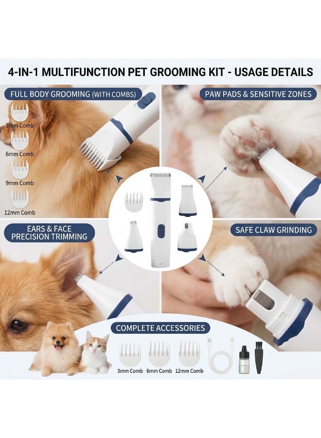 AirYoung Low Noise Cordless Clippers for Dogs and Cats – Grooming Kit with Nail Grinder, 4 in 1 Electric Trimmer for Paws, Ears, Eyes, and Face, Gray - Image 4