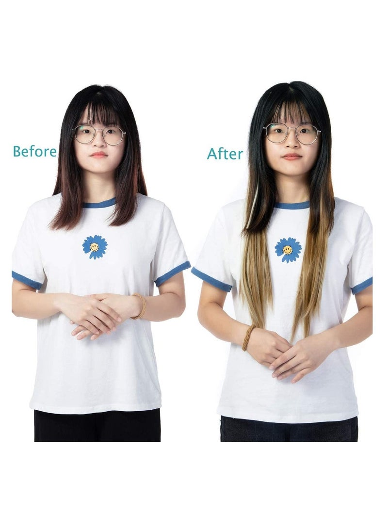 Estelle Clip in Hair Extensions 4Pcs 11Clips Straight Thick Full Head Double Weft Clip on Synthetic Hair Extension Hairpieces for Women Ginger Brown Mix Bleach Blonde Straight - Image 5