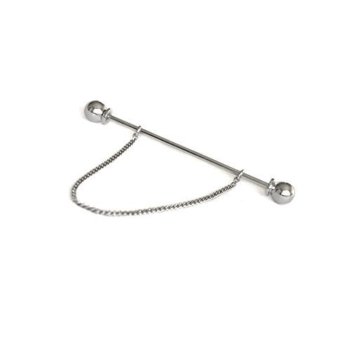 Tripin Silver Collar Bar with Removable Chain for Men Women Kids Corporate Party French Cuff Shirts Shirt Suit Blazer in A Gift Box TNSPSIL378 (PACK OF 2) - Image 1