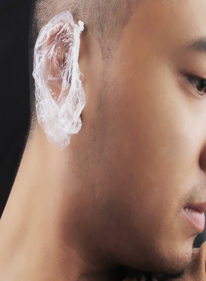 esowemsn 100pcs Disposable Clear Waterproof Ear Covers for Shower, Hair Dyer and Salon Ear Protector Caps Fits Men and Women - Image 3
