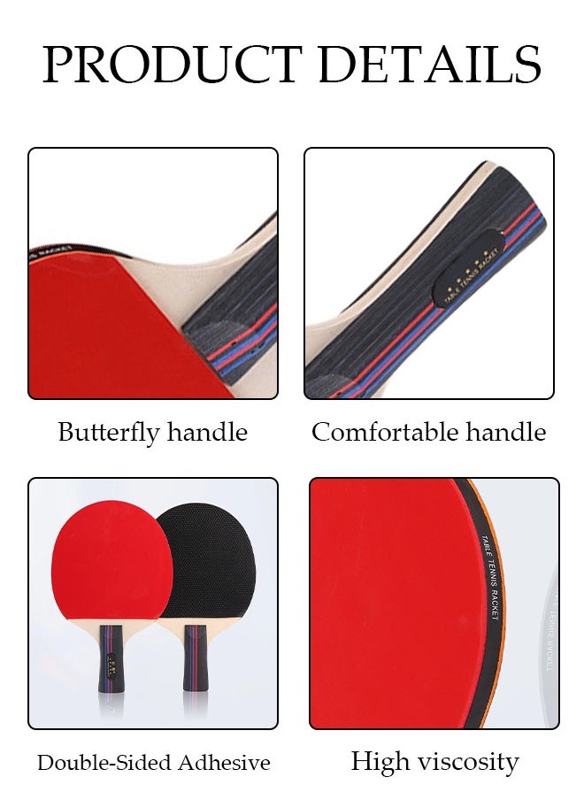 DUNISO - Ping Pong Paddles High Performance Sets with Premium Table Tennis Rackets 3-Star Ping Pong Balls Compact Storage Case Ping Pong Paddle Set with a Storage Bag 2 Ping-pong Bats and 3 Ping-pong Balls - Image 1
