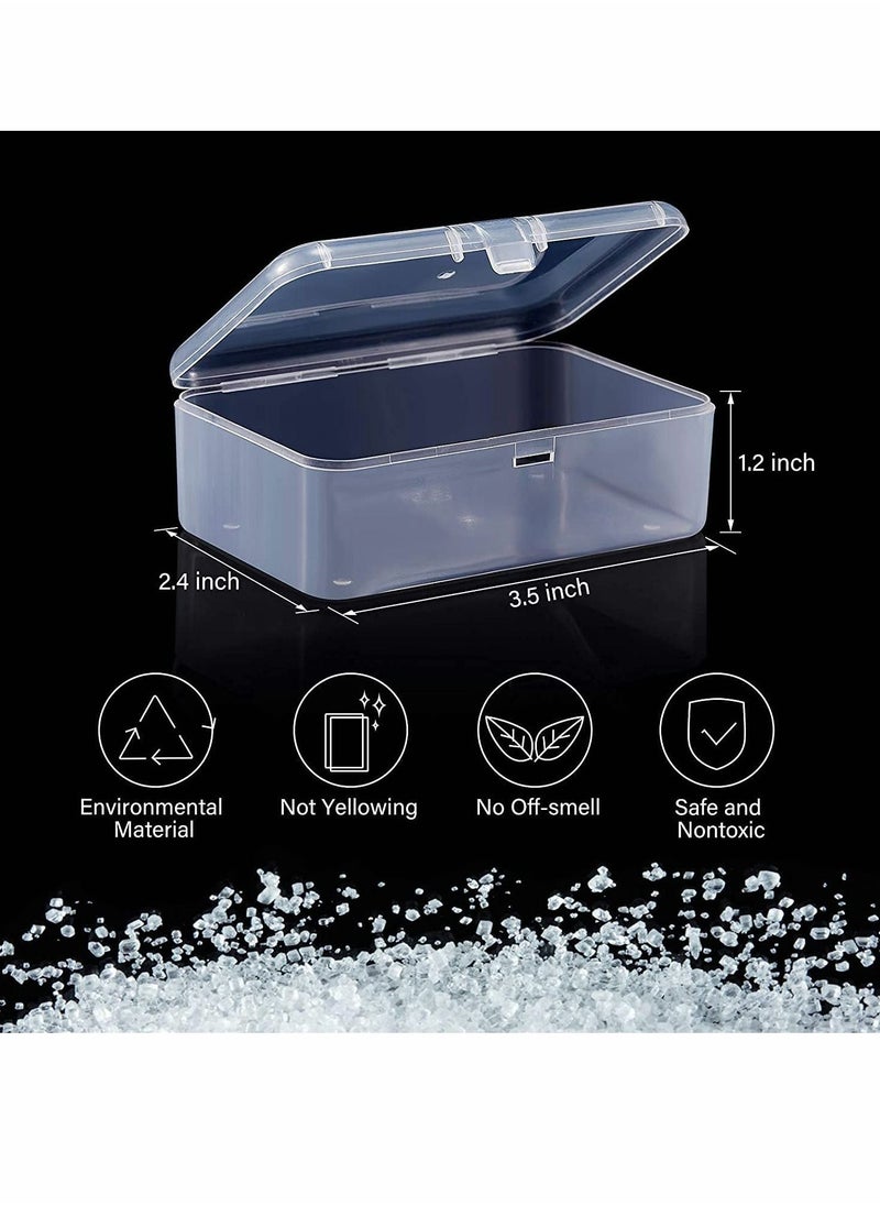 12 Pack Clear Plastic Beads Storage Containers Box with Hinged Lid for Beads and More, Mini Plastic Storage Containers with Lids for Small Items and Other Craft Projects Rectangular