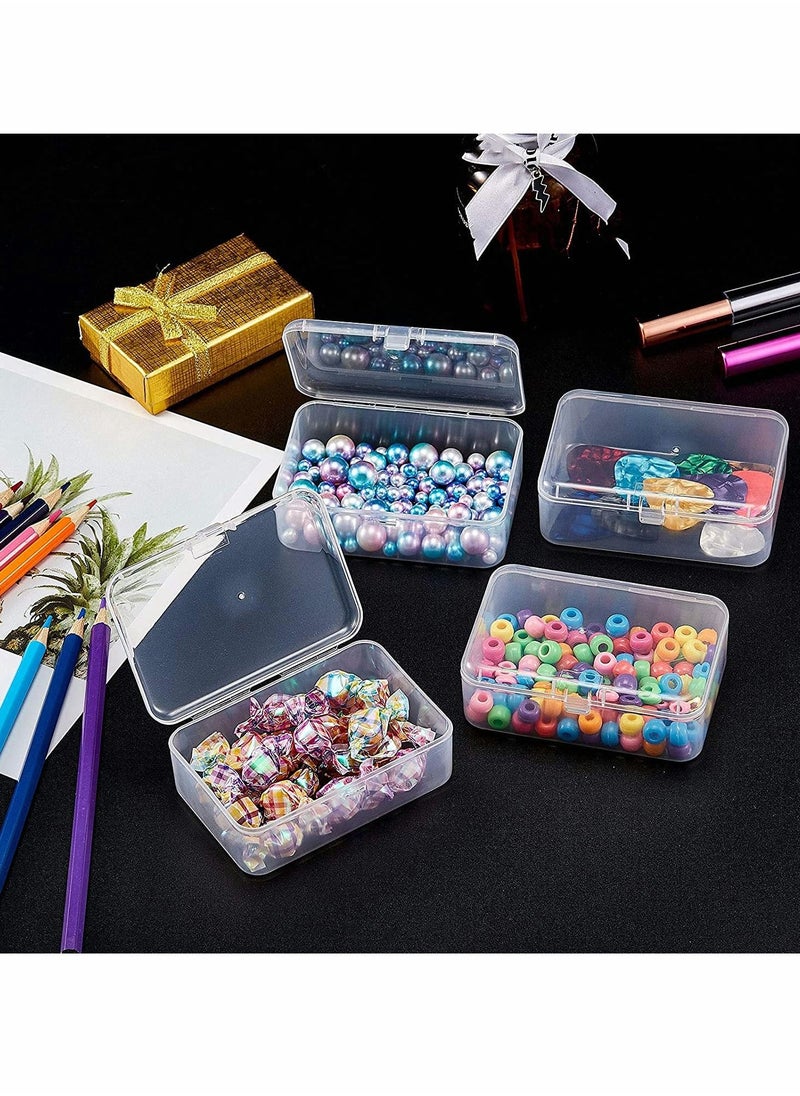 12 Pack Clear Plastic Beads Storage Containers Box with Hinged Lid for Beads and More, Mini Plastic Storage Containers with Lids for Small Items and Other Craft Projects Rectangular