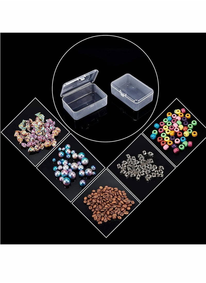 12 Pack Clear Plastic Beads Storage Containers Box with Hinged Lid for Beads and More, Mini Plastic Storage Containers with Lids for Small Items and Other Craft Projects Rectangular