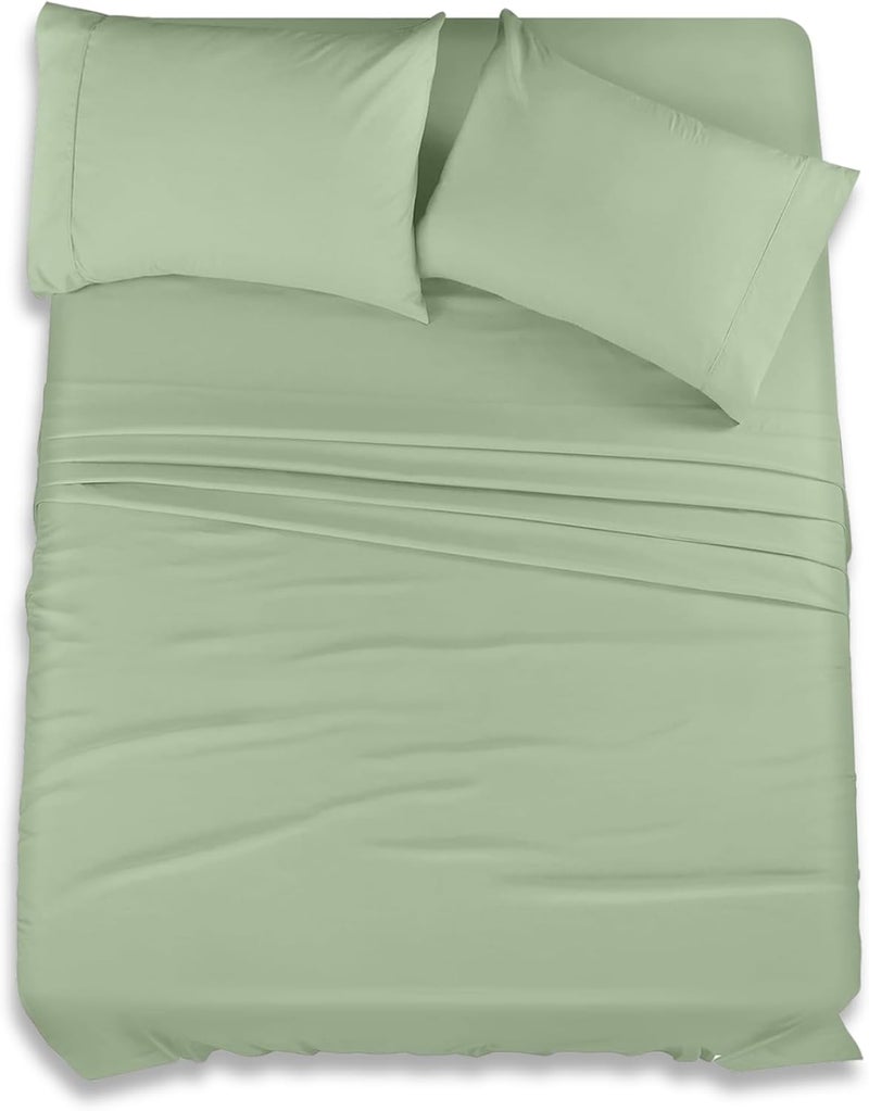 FOAM CRAFT Hotel Quality 100% Cotton Bed Sheet Set - King Size, 4 Pieces, Sage Green - Image 1