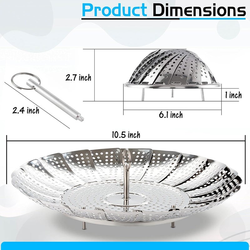 Zivsa Steamer Basket Vegetable Steamer Instant Pot Steamer Basket For Cooking Veggie Food SteamerStainless Steel Steaming Basket - Image 4