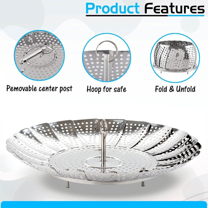 Zivsa Steamer Basket Vegetable Steamer Instant Pot Steamer Basket For Cooking Veggie Food SteamerStainless Steel Steaming Basket - Image 2