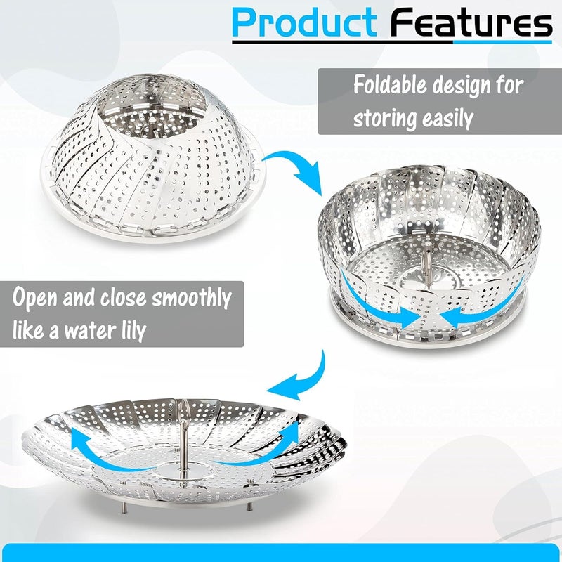 Zivsa Steamer Basket Vegetable Steamer Instant Pot Steamer Basket For Cooking Veggie Food SteamerStainless Steel Steaming Basket - Image 5