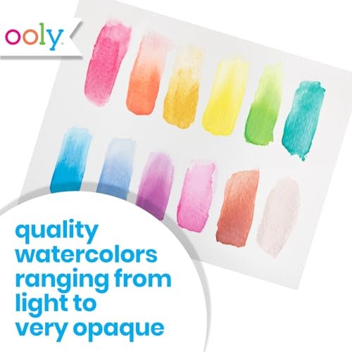 Ooly Chroma Blends Pearlescent Watercolor Set, 12 Colors, Watercolor Pack for Creative Kids and Adults, Vibrant Colors in a Portable Case, Art Supplies for Ages 6 and Up, Brush Included - Image 3