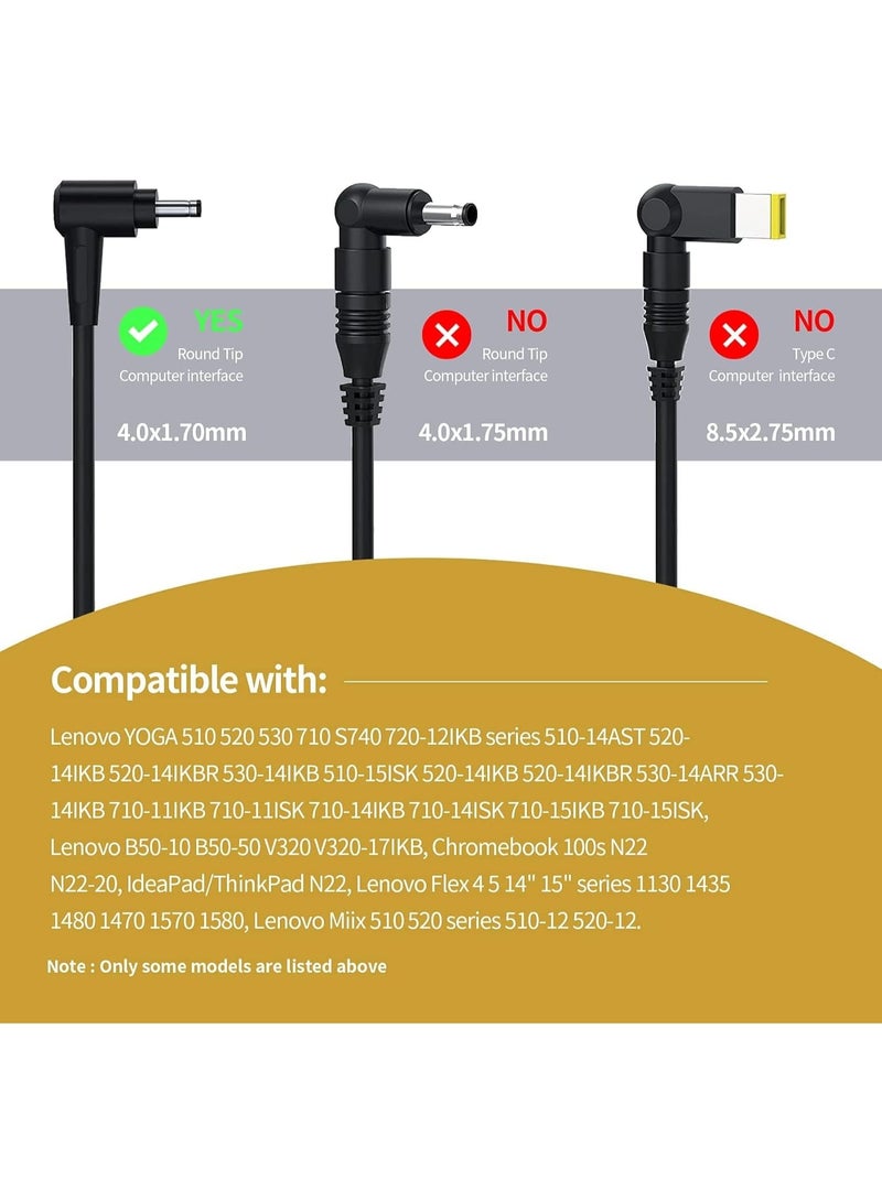 20V 3.25A 65W 45W Laptop Charger Replacement for Lenovo IdeaPad 320 310 320S 330 330s 100 110 110S 120S 330S-15IKB Yoga 520 530, IdeaPad Flex 3 4 5 6 ADL45WCD Power Supply Adapter Cord 【4.0 * 1.7 mm】 - Image 2