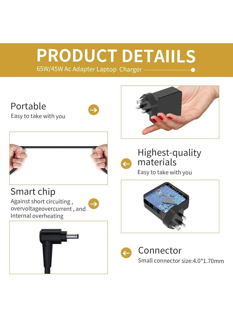 20V 3.25A 65W 45W Laptop Charger Replacement for Lenovo IdeaPad 320 310 320S 330 330s 100 110 110S 120S 330S-15IKB Yoga 520 530, IdeaPad Flex 3 4 5 6 ADL45WCD Power Supply Adapter Cord 【4.0 * 1.7 mm】 - Image 4