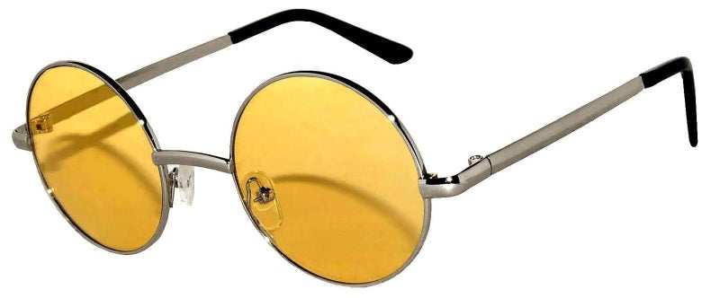 OWL Round Retro Vintage Circle Style Tint Sunglasses Metal Frame Yellow Tinted Lens 43mm UVB - Image 5