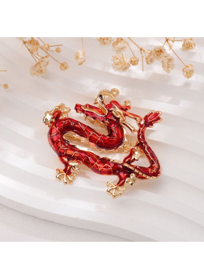 KUYING Retro Drip Oil Cartoon Flying Dragon Style High End Niche Men's Brooch 