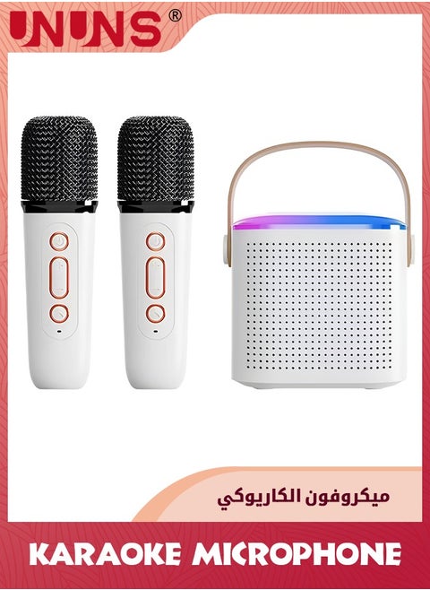 آلة كاريوكي مع ميكروفون لاسلكي، آلة كاريوكي لاسلكية صغيرة للبالغين والأطفال، مع 2 ميكروفونات لاسلكية ونظام مكبر صوت PA للحفلات الداخلية والخارجية، وغناء الحفلات العائلية