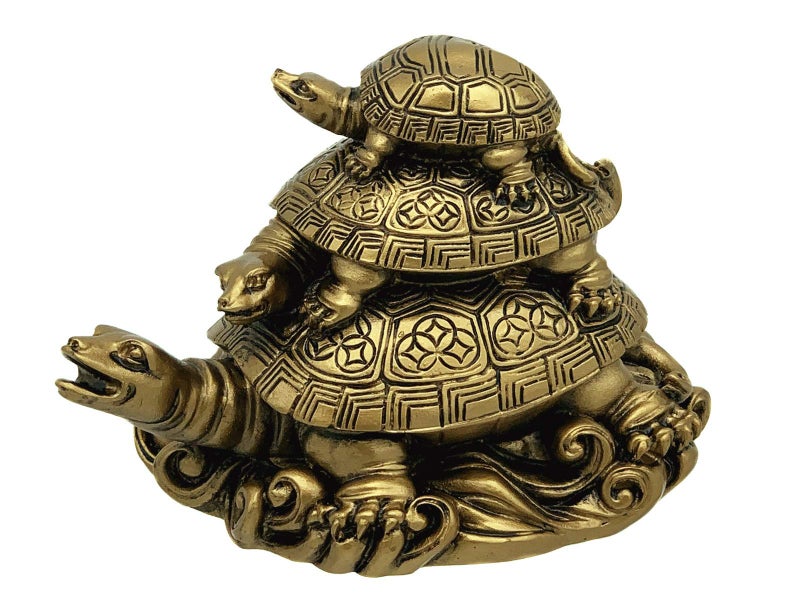 Betterdecor Three TiersTortoise (Three Generations Turtle) Statue Home Decor for Healthy Longevity - Image 1