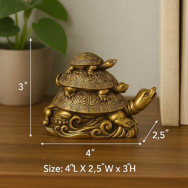 Betterdecor Three TiersTortoise (Three Generations Turtle) Statue Home Decor for Healthy Longevity - Image 3