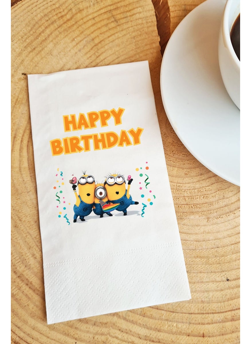 Pekshop - Presentation Napkin Minion Happy Birthday Paper Napkin - Image 1