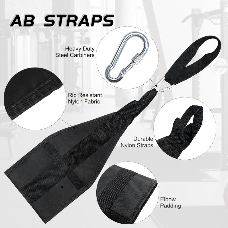 plzzree Hanging Ab Straps for Pull Up Bar: Gym Ab Sling Straps for Arm Pull up Workout Support for Training Knee and Leg Raises (Black) - Image 2