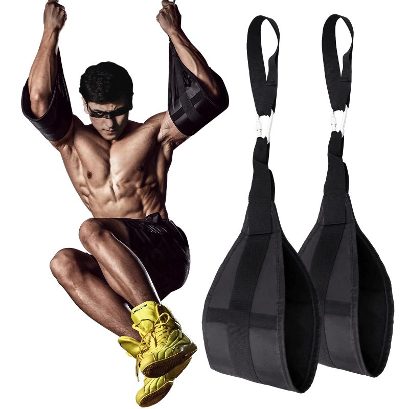 plzzree Hanging Ab Straps for Pull Up Bar: Gym Ab Sling Straps for Arm Pull up Workout Support for Training Knee and Leg Raises (Black) - Image 1