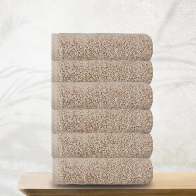 Efabrika Lucia 100% Cotton 6 Piece 30X30 Guest Hand Towel Set - Sand
