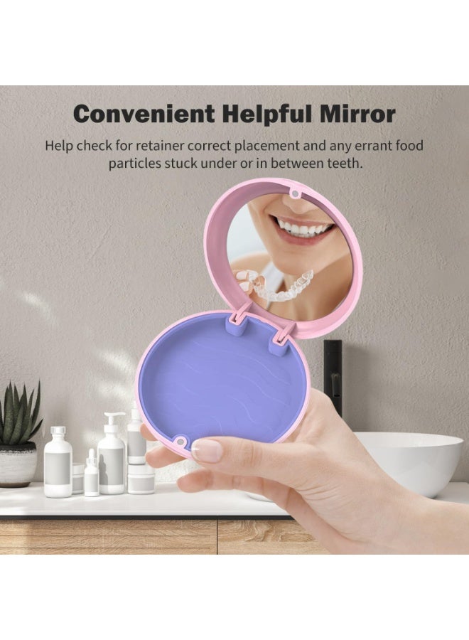 حاملة تقويم الأسنان/غطاء واق للفم - حاملة لطيفة، علبة تخزين صغيرة لتقويم الأسنان/التقويم الشفاف/طقم الأسنان للمنزل|السفر|المكتب - باللون الوردي - Image 2