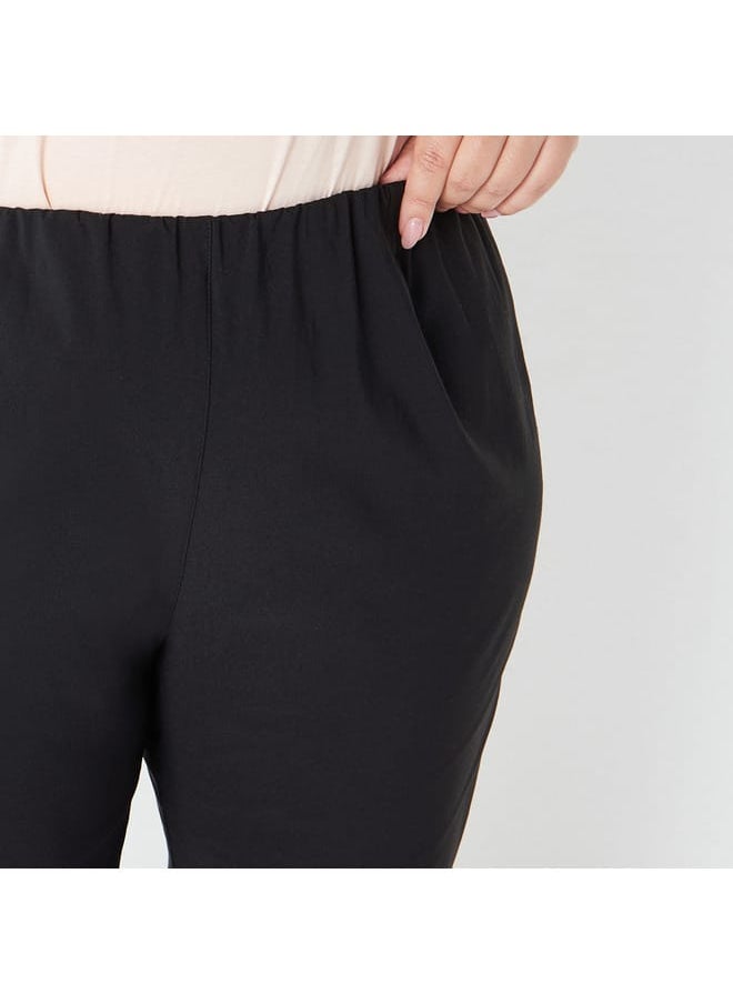 Ulla Popken Plus Size Ulla Popken Solid Trousers with Elasticated Waistband  - Image 4