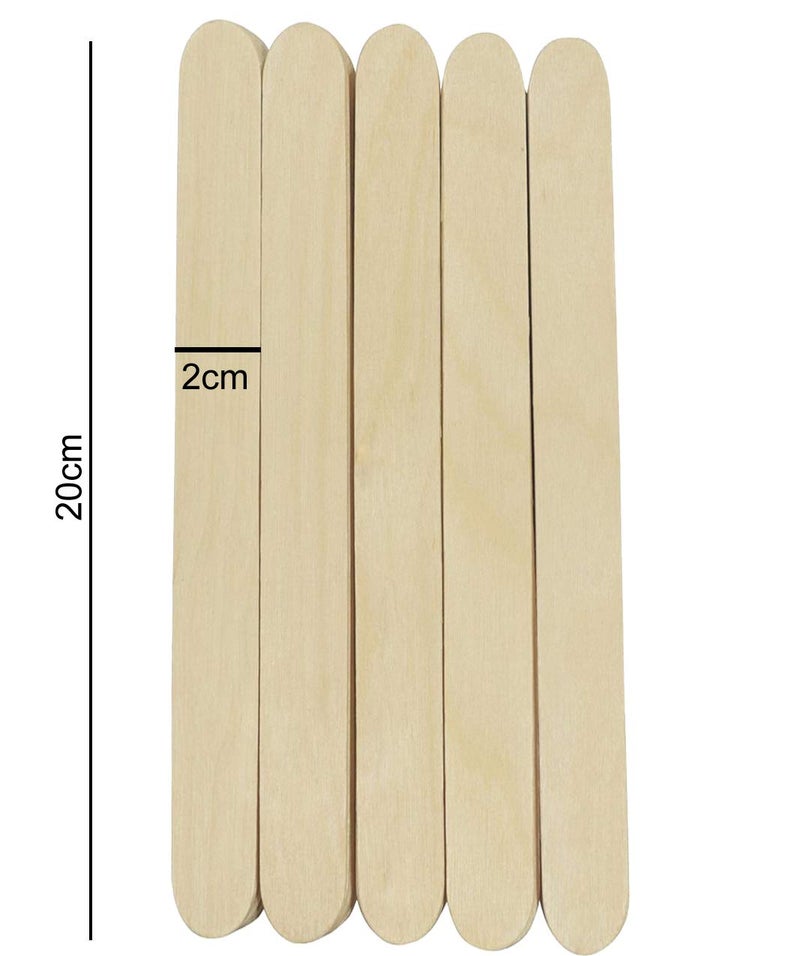 Hobby Tek Big Size Wooden Ice Cream Sticks for DIY Crafts or School Projects, Large Craft Popsicle Stick(50 Pieces, 20x2cm) - Image 2