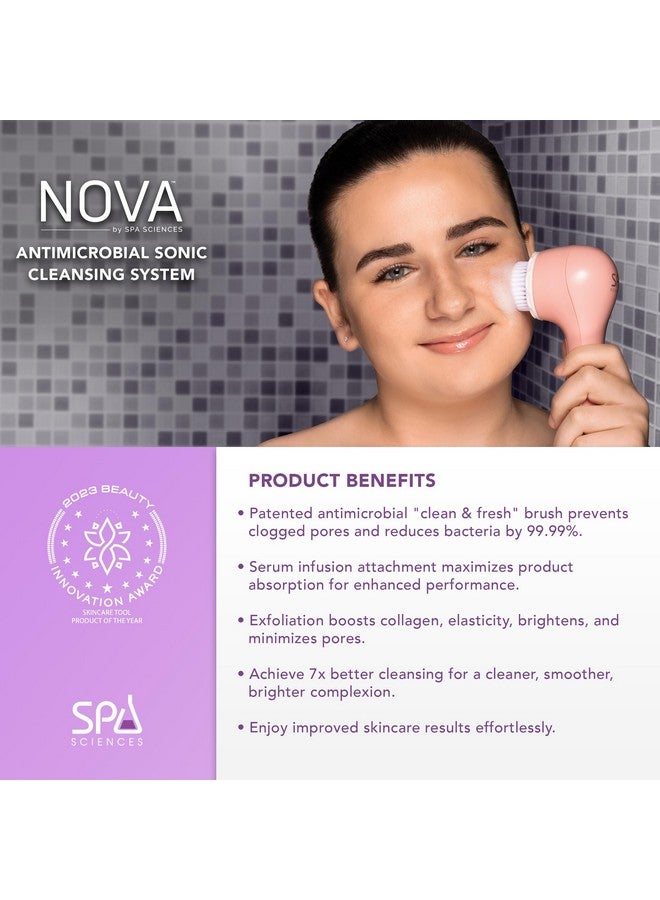 SPA SCIENCES Novasonic Cleansing Brush With Bristles & Infusion Systemantiaging Facial Exfoliatingwaterproofand Usb Rechargeable - Image 3