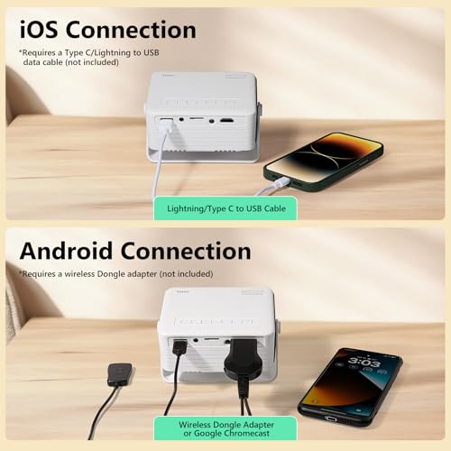 Yoton Mini Projector, Portable Phone small projector 1080P Full HD Supported for iOS/Android/Laptop, Video Projector Y3 Compatible with Fire Stick, HDMI, USB, PS5, Xbox - Image 3