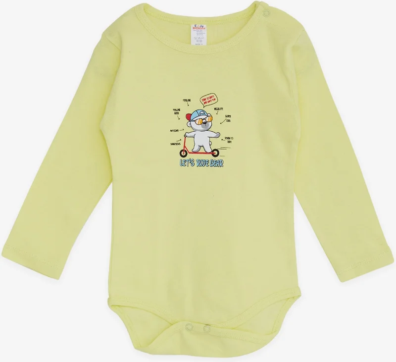 بريز Baby Boy Snap-On Bodysuit with Glasses Teddy Bear Printed, 9 Months-3 Years, Pistachio Green