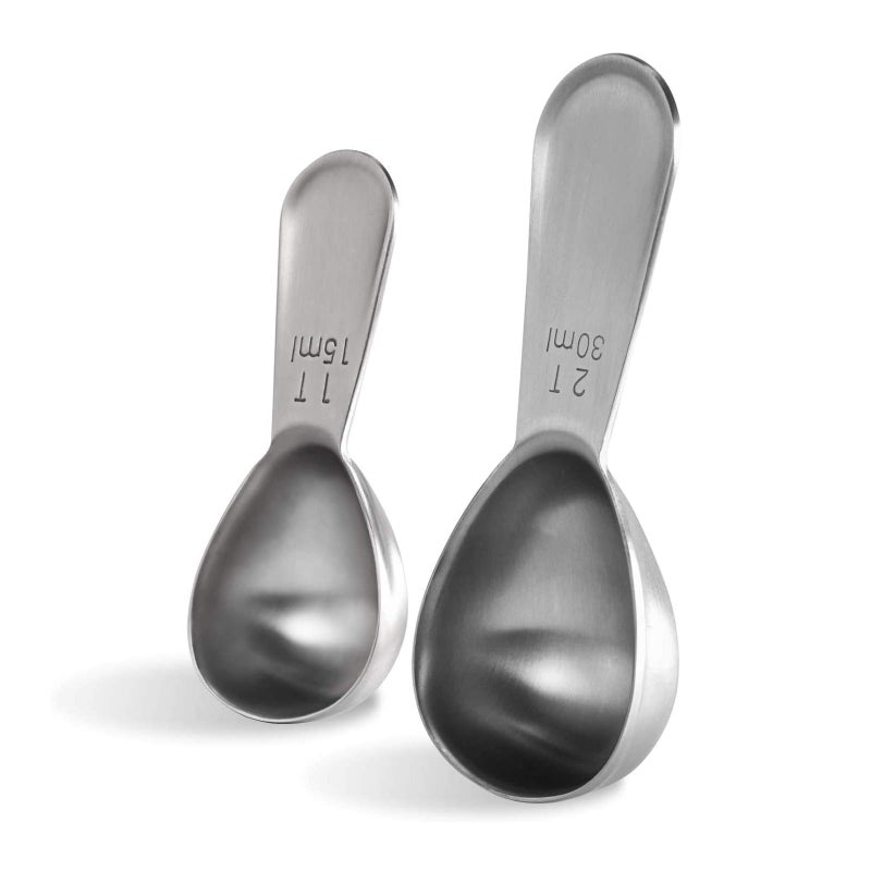 U-Taste Coffee Scoop: U-Taste 18/8 Stainless Steel Measuring Coffee Scoop 1 tablespoon & 2 tablespoon, Short Handled Measure Scooper for Ground Coffee, Bean in Canister (Silver, 1Tbsp&2Tbsp / 15ml&30ml) - Image 1