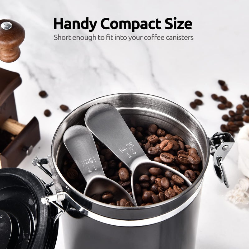 U-Taste Coffee Scoop: U-Taste 18/8 Stainless Steel Measuring Coffee Scoop 1 tablespoon & 2 tablespoon, Short Handled Measure Scooper for Ground Coffee, Bean in Canister (Silver, 1Tbsp&2Tbsp / 15ml&30ml) - Image 5