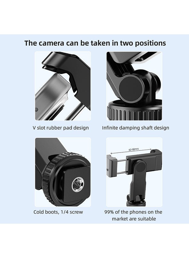 Multi-functional Camera Mount Bracket with Phone Holder 3 Cold Shoe Mount Tripod Phone Mount Replacement for DJI Osmo Pocket 3, iPhone 15/14/13 Vlog Live Streaming Video Recording  - Image 3
