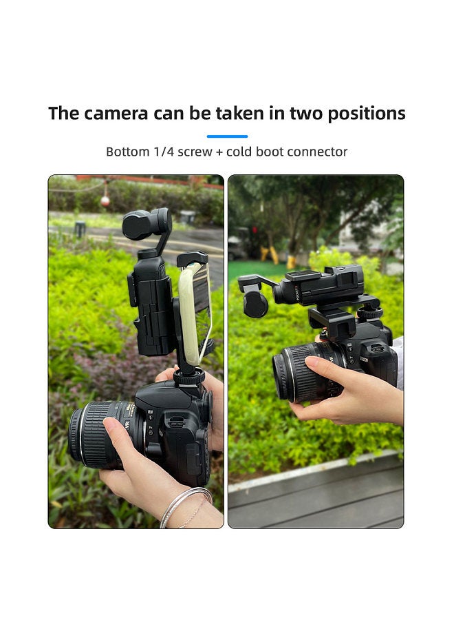 Multi-functional Camera Mount Bracket with Phone Holder 3 Cold Shoe Mount Tripod Phone Mount Replacement for DJI Osmo Pocket 3, iPhone 15/14/13 Vlog Live Streaming Video Recording  - Image 4