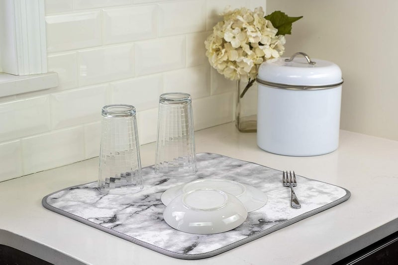 S&T INC. Marble Print Dish Drying Mat, 16 Inch by 18 Inch - Image 3