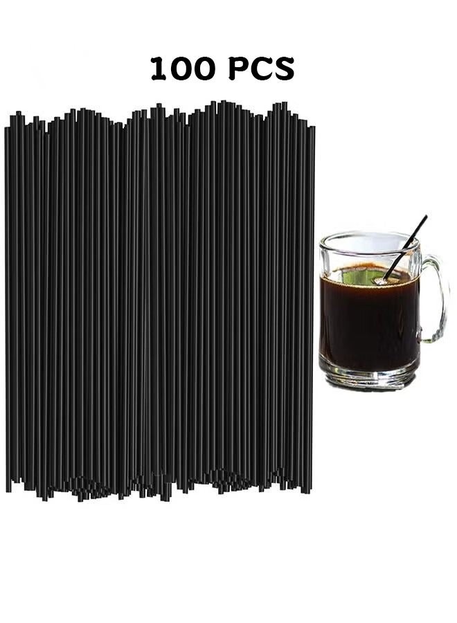 الضفدع الحقيقي 100 قطعة ماصة سوداء للاستعمال مرة واحدة مقاس 7.76 بوصة، باستخدام بلاستيك صديق للبيئة وقابل للتحلل البيولوجي، بسيطة ومتعددة الاستخدامات، مناسبة لعصائر الفاكهة والمشروبات الباردة - Image 1