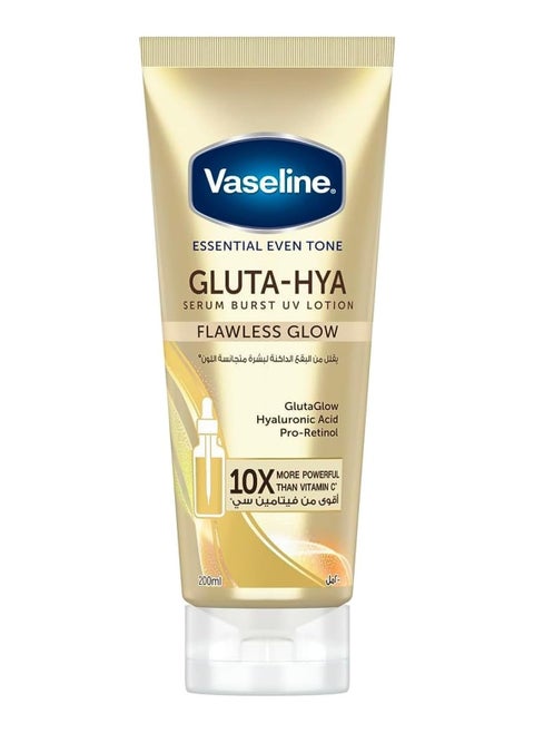 Vaseline Essential Even Tone Body Lotion with Moisturizing Petroleum Jelly Gives a Flawless Glow Gluta Hea Burst Serum UV Protection 10x Stronger Than Vitamin C 200ml