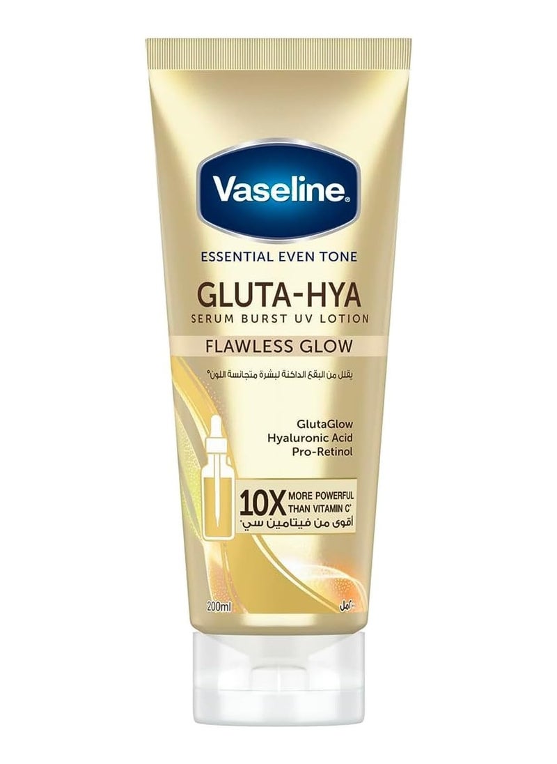 Vaseline Vaseline Essential Even Tone Body Lotion with Moisturizing Petroleum Jelly Gives a Flawless Glow Gluta Hea Burst Serum UV Protection 10x Stronger Than Vitamin C 200ml  - Image 1