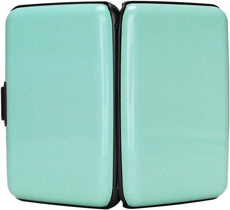 ELFISH Mini RFID Aluminum Wallet Credit Cards Holder Business Card Case Metal ID Case for Men Women (Light blue) - Image 3