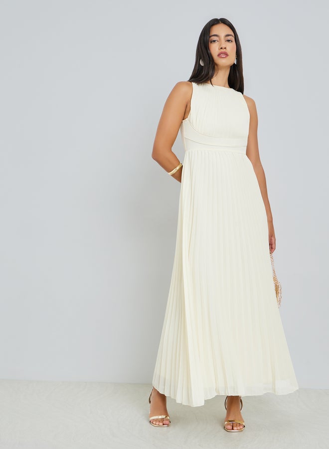 ستايلي فستان ماكسي بكسرات بدون أكمام - Image 3