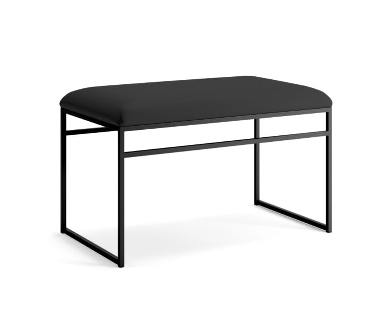 INDIDECOR INDIDECOR 64100 Hallway Bench Entryway Bench for Home and Office Black Faux Leather Cushion Black Metal Frame Suitable for Living RoomBedroomOffice 100 cm x 46 cm x 39 cm 