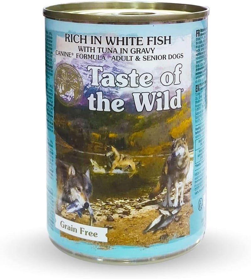 Taste of the Wild Rich in White Fish with Tuna in Gravy Canine Formula for Adult and Senior Dogs – 390g