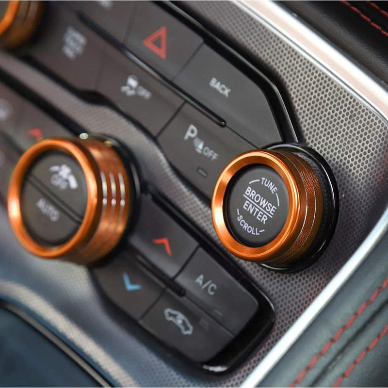 Keptrim for Challenger Charger Chrysler AC Knobs Air Conditioner Switch Button for 2015-2020 Dodge Challenger Charger Chrysler 300, Orange Aluminum, 3pcs - Image 2