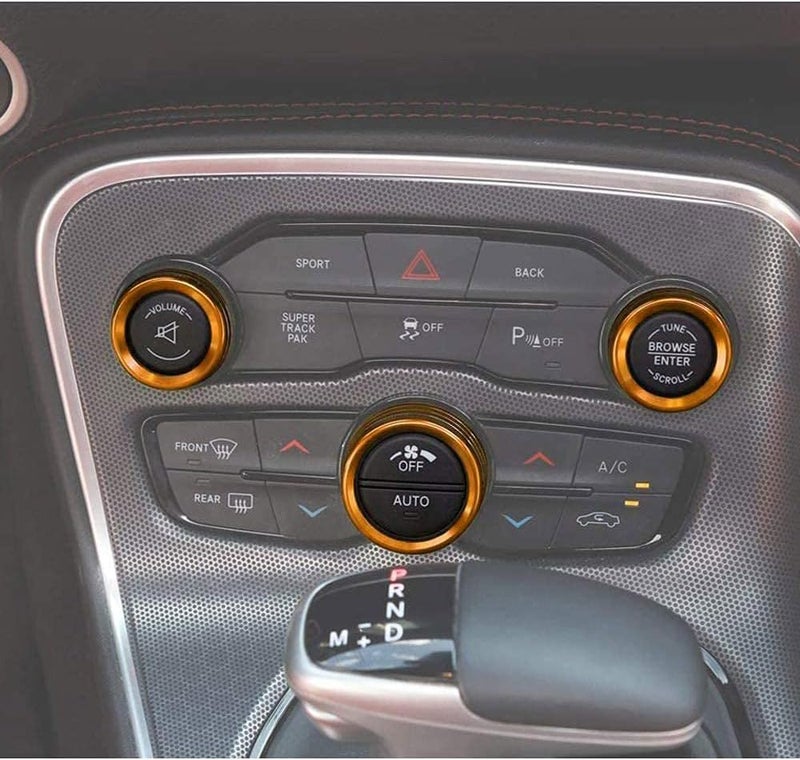 Keptrim for Challenger Charger Chrysler AC Knobs Air Conditioner Switch Button for 2015-2020 Dodge Challenger Charger Chrysler 300, Orange Aluminum, 3pcs - Image 5