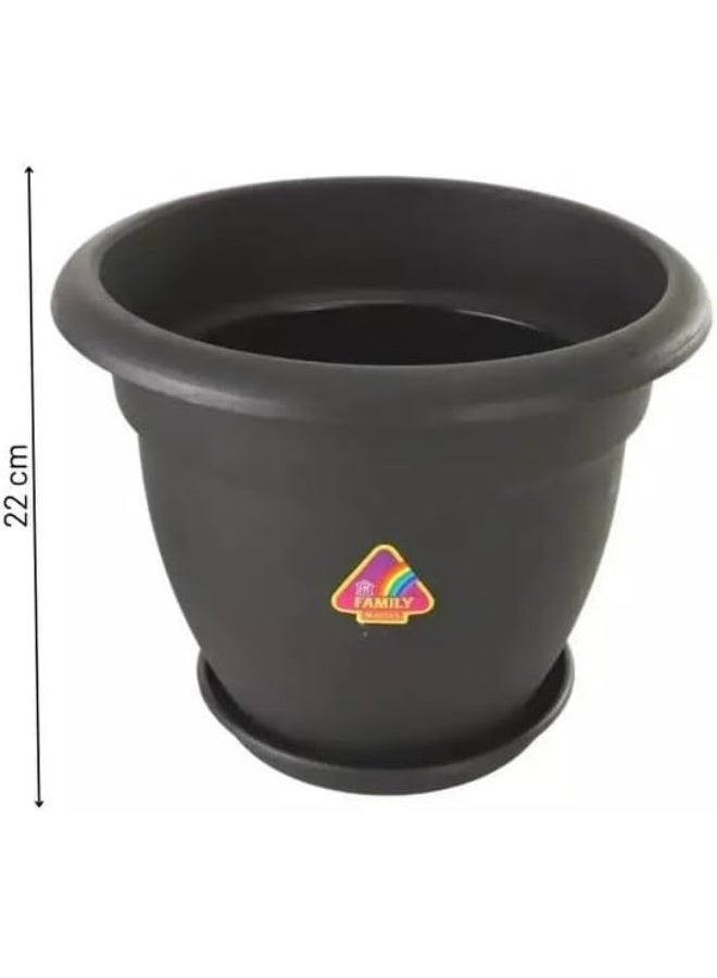 Plastic Pot For Indoor And Outdoor Plants With Tray, Dahlia Planter For Balcony or Garden Decoration Black- 9 Inch - Image 2